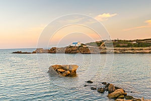 Pirgaki church in Paros island in greece landscape.