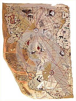 Piri Reis cartographer drawing a map