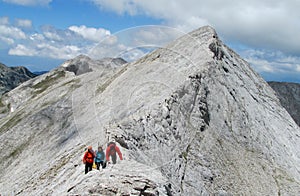 Pirin mountains in Bulgaria, gray rock summit during the sunny day with clear blue sky