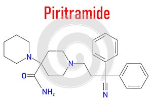 Piritramide opioid analgetic drug molecule. Skeletal formula.