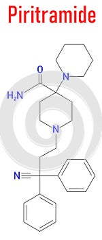 Piritramide opioid analgetic drug molecule. Skeletal formula. photo