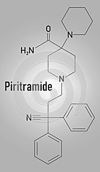 Piritramide opioid analgetic drug molecule. Skeletal formula. photo