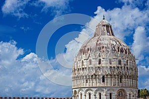 Pisa Baptistry dome with clouds