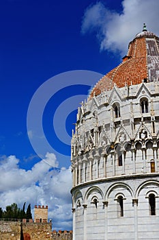 Pisa Baptistry dome with clouds