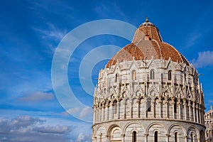 Pisa Baptistry dome with clouds