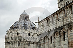 The Pisa Baptistry at the Piazza dei Miracoli in Pisa