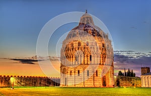 The Pisa Baptistry of St. John in the evening