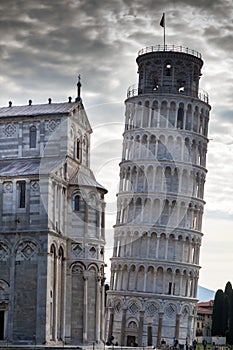 Pisa, Campo dei Miracoli - Baptistry, Cathedral, and leaning Tow