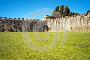 Pisa, Campo dei Miracoli, the city walls. Color image