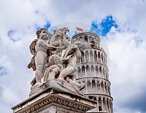 Pisa Cathedral Duomo di Pisa with the Leaning Tower of Pisa on Piazza dei Miracoli in Pisa