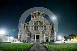 Pisa Cathedral Floodlit at Night, Tuscany, Italy