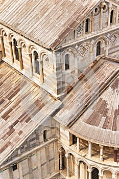 Pisa Cathedral and the Leaning Tower in a sunny day in Pisa, Italy.