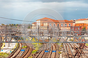 Pisa Centrale train station in Pisa view from the track side