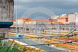 Pisa Centrale train station in Pisa view from the track side