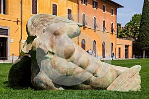 Fallen Angel sculpture by Igor Mitoraj at the Miracles Square in Pisa