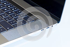 PISA, ITALY - DECEMBER 2016: Macbook Pro 15 inches with touchbar. The fourth generation MacBook Pro was announced on October