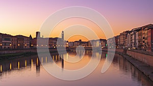 Pisa, Italy skyline on the Arno River