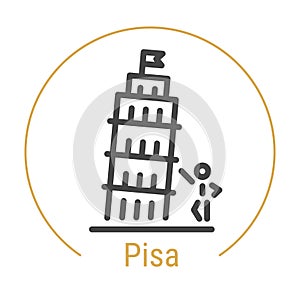 Pisa, Italy Vector Line Icon