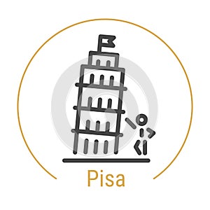 Pisa, Italy Vector Line Icon photo