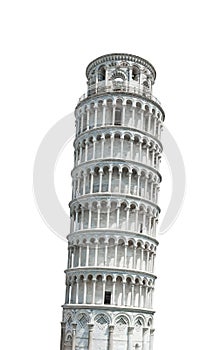 Pisa Leaning Tower Italy isolated on white background