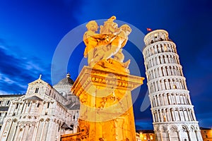 Pisa, Leaning Tower and Putti Fountaind - Italy, Tuscany