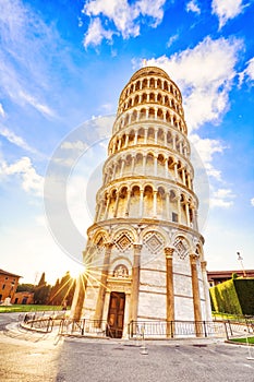 Pisa Leaning Tower Torre di Pisa at Sunrise, Pisa