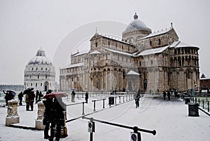 Pisa, Piazza dei Miracoli, snow photo