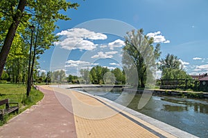 Pisa river and walking and cycling path in Pisz photo