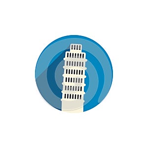 Pisa tower flat style vector icon. Famous Italian landmark.