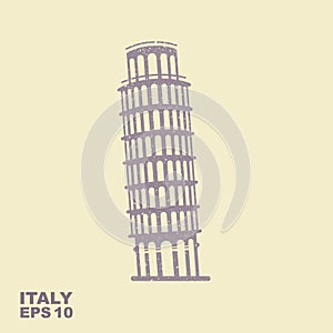 Pisa Tower icon Vector Illustration with scuffed effect