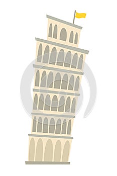 Pisa Tower, Italy architecture landmark vector illustration