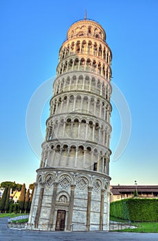 Pisa tower at Piazza del Duomo o dei Miracoli or Cathedral Square of Miracles, Italy, hdr