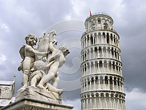 Pisa tower and statue - 2 photo