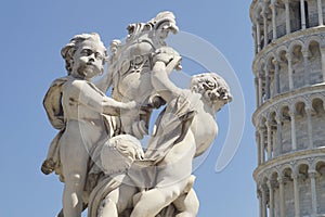 Pisa tower and statue photo