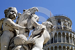 Pisa tower and statue photo