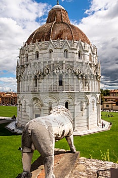 Pisa, Tuscany, Italy: Baptistery of St. John, seen from Torre del Leone