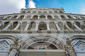 Pisa Tuscany Italy. September 9th, 2014. View of the Pisa Cathedral facade Santa Maria Assunta,architecture details