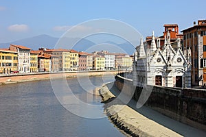 Pisa View with the church Santa Maria della Spina