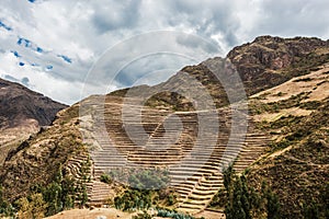 Pisac ruins peruvian Andes Cuzco Peru