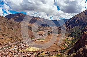 Pisac Village and Urubamba River, Peru