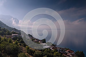 Pisak, Croatia. Storm is comming. Makarska and Biokovo on the background