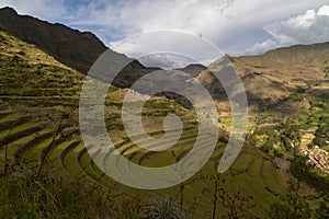 Pisaq, Ruins of Incan fortress ,Urubamba Valley, Peru