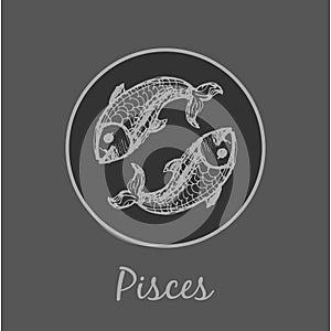 Pisces Astrological zodiac symbol. Horoscope sign.