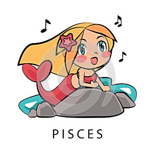 Pisces girl cartoon vector illustration