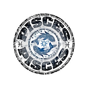 Pisces grunge rubber stamp