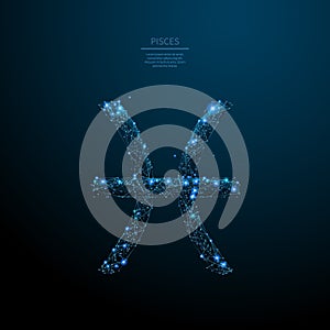 Pisces sign low poly wireframe poster template