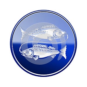 Pisces zodiac icon blue.