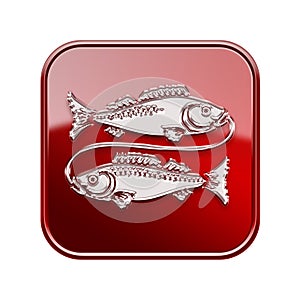 Pisces zodiac icon red.