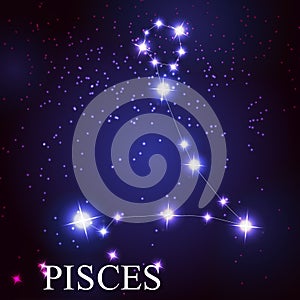 Pisces zodiac sign of the beautiful bright stars