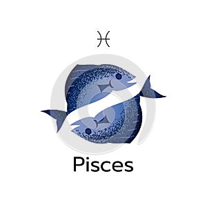 Pisces zodiac sign logo icon isolated horoscope symbol vector illustration